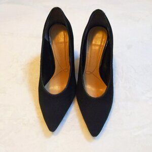J. Renee Black Suede Leopard Print Block Heels Size 7.5 Wide Width